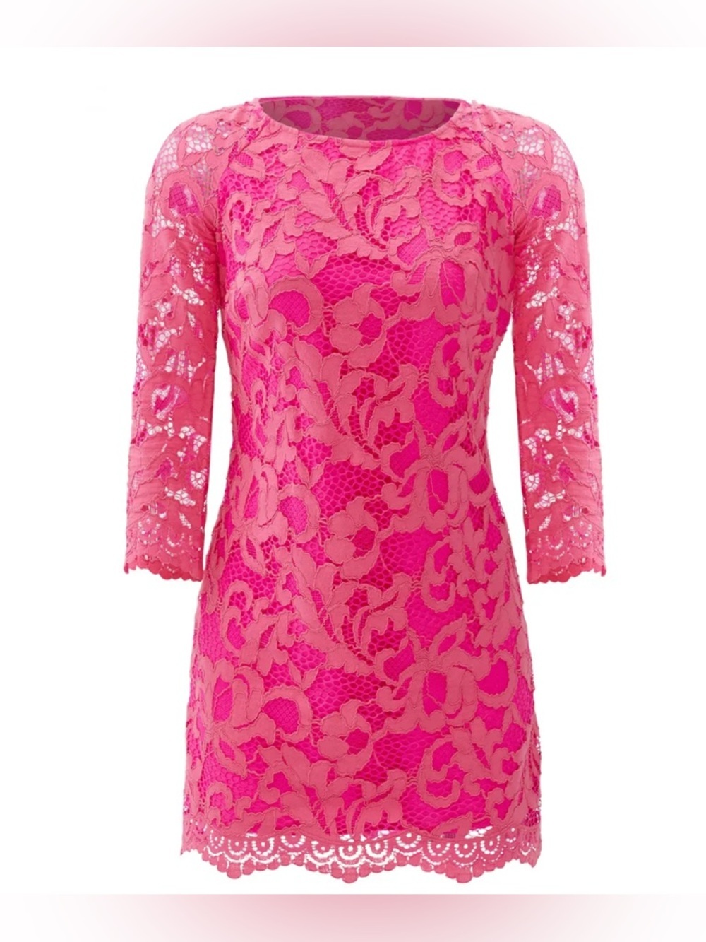 Lilly Pulitzer Aaliyah Dress Hot Pink Lace Mini Dress with Tie Back Size 2 Lace - Picture 7 of 15